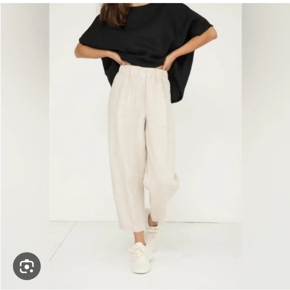 Elizabeth Suzann Andy Trouser in Midweight Linen - Flax, Size Large